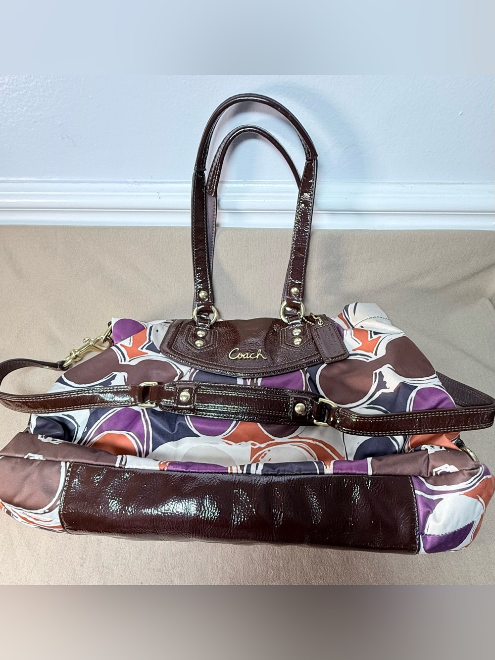 Authentic Coach Vintage Ashley Sateen Scarf Print Convertible Satchel - Picture 10 of 10
